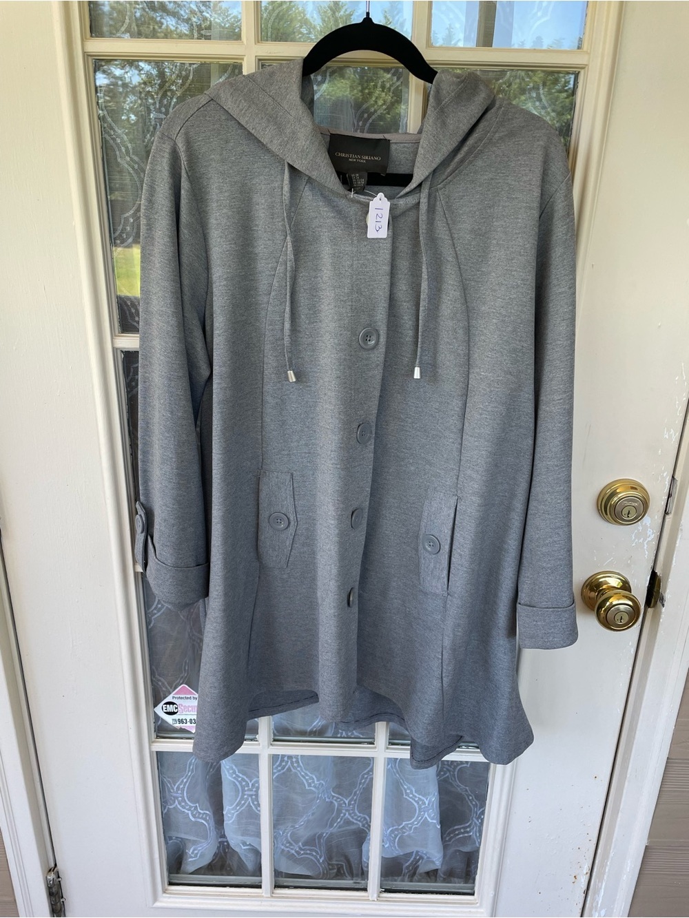 Christian Siriano New York Hooded Swing Coat Jacket Gray 2X Plus Size POCKETS